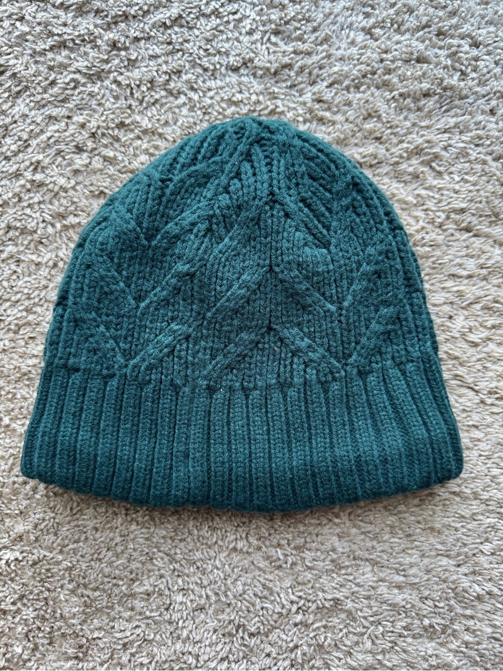 Under Armour Dark Teal Cable Knit Fleece Lined Beanie One Size